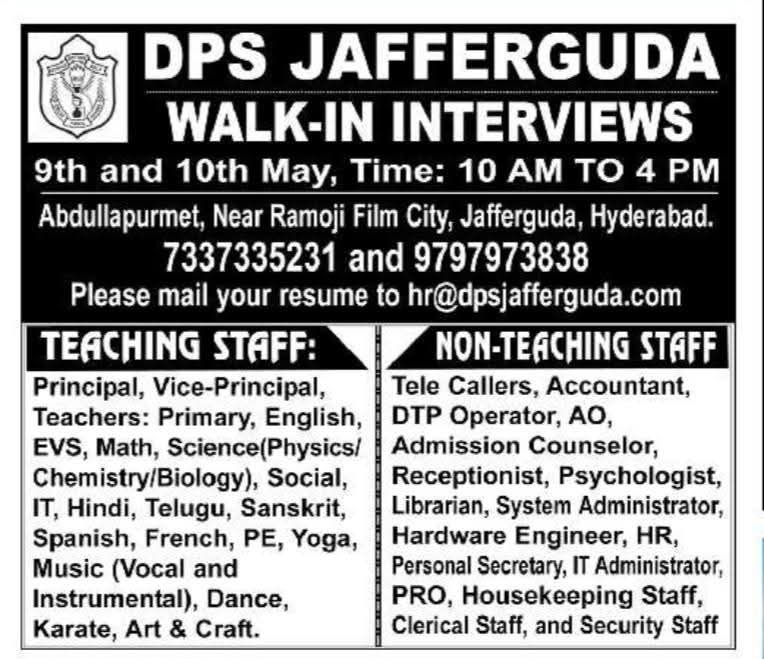 Hiring Teaching & Non-Teaching Staff at DPS