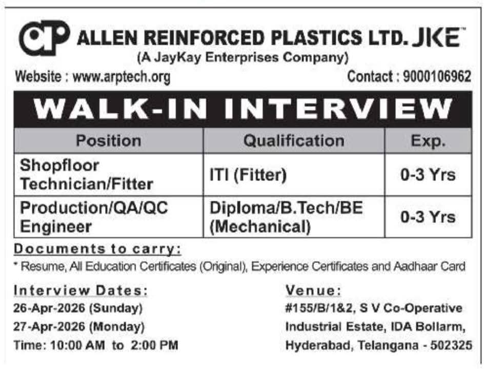 Hiring Technician & Mechanical Engineer