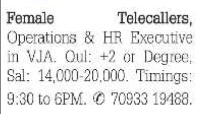 Hiring: Telecallers, Operations & HR  Executive