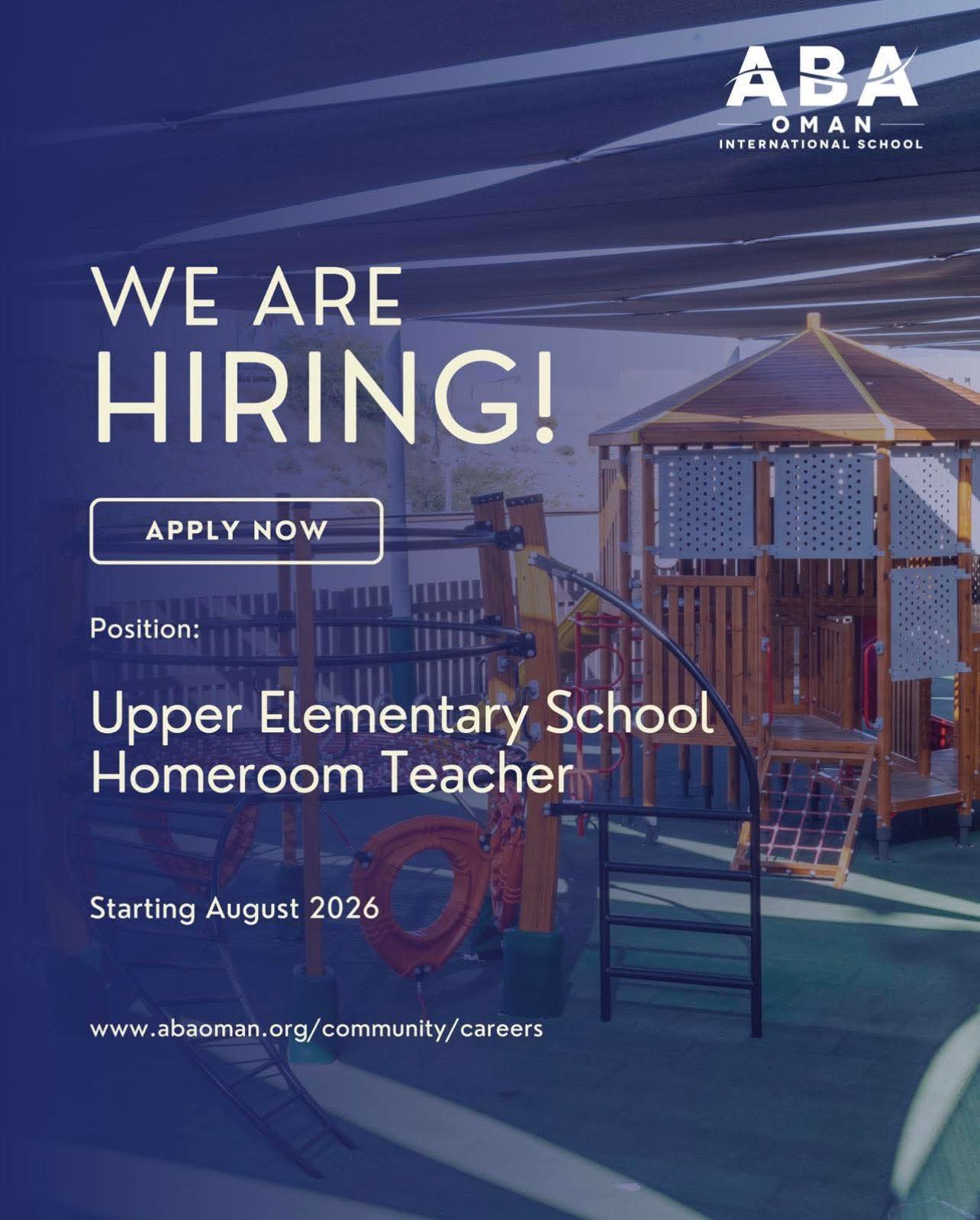 Hiring: Upper Elementary School Homeroom Teacher at ABA Oman