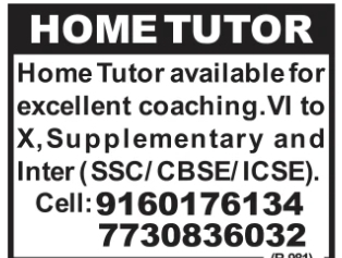Home Tutor for All Subjects: VI to X & Intermediate