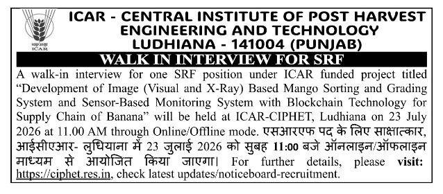 ICAR-CIPHET Recruitment: SRF Walk-In Interview