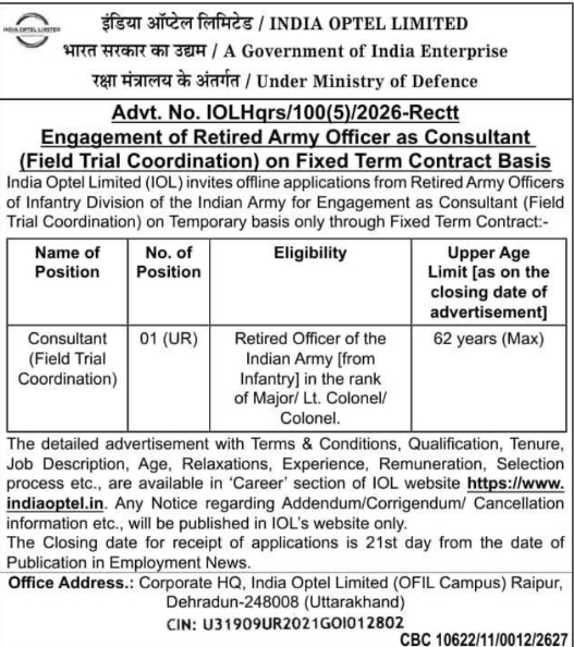 India Optel Limited: Engagement of Consultant