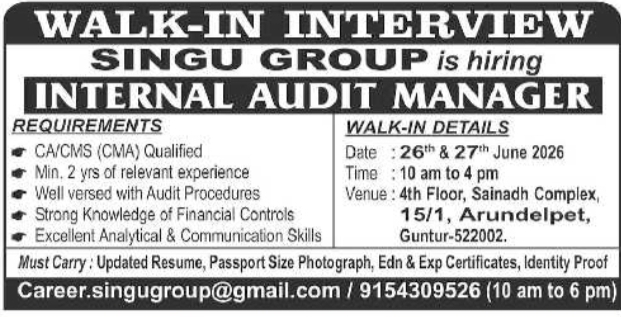Internal Audit Manager Job Vacancies