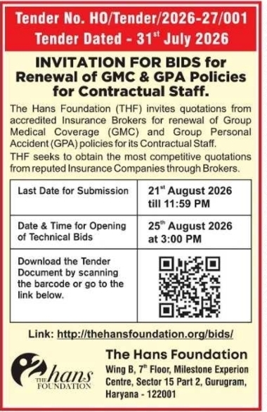 Invitation for GMC and GPA Policy Renewal Bids by The Hans Foundation