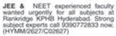 JEE & NEET Faculty Job Vacancies