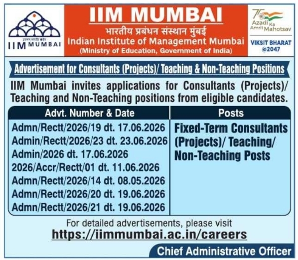 Job Opening: Academic and Project at IIM Mumbai