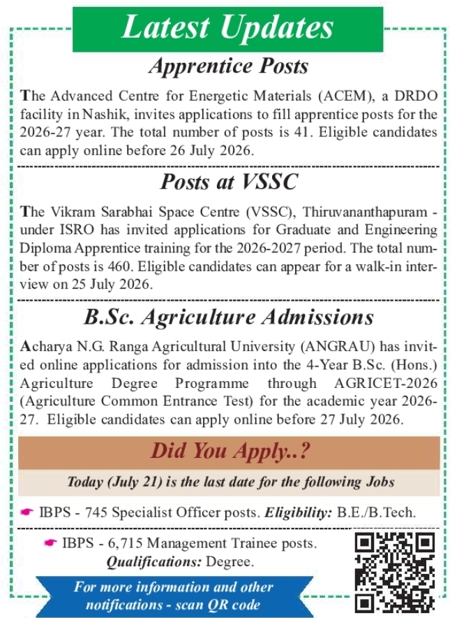 Job Opening: Apprentice Posts & Admission Notifications
