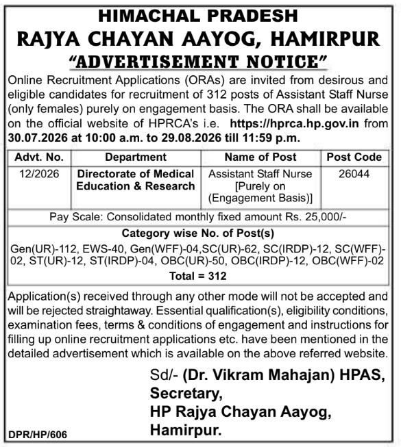 Job Opening: Assistant Staff Nurse Recruitment