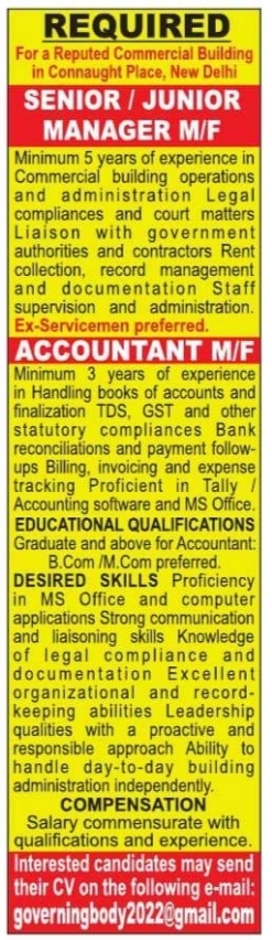 Job Opening: Building Managers & Accountants