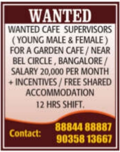 Job Opening: Cafe Supervisors