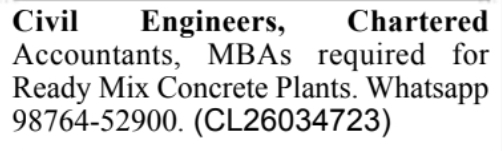Job Opening: Civil Engineers, CAs, and MBAs