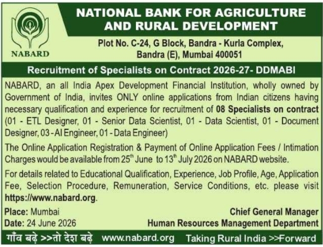 Job Opening: Contractual Specialist at NABARD
