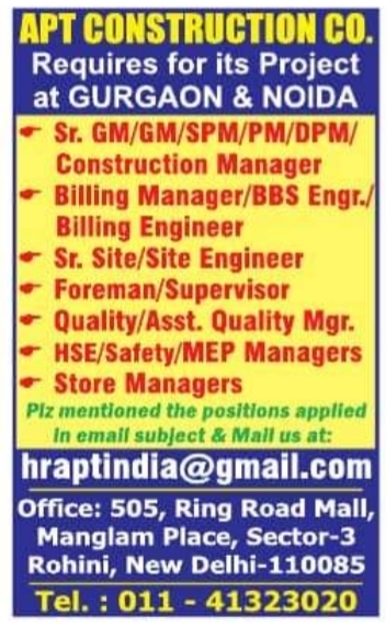 Job Opening: Engineering & Construction Managers