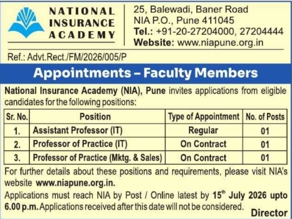 Job Opening: Faculty at National Insurance Academy