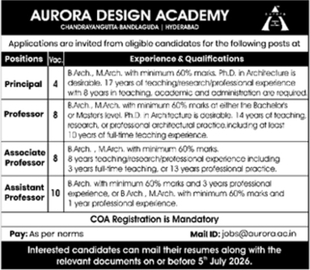 Job Opening: Faculty Positions at Aurora Design Academy