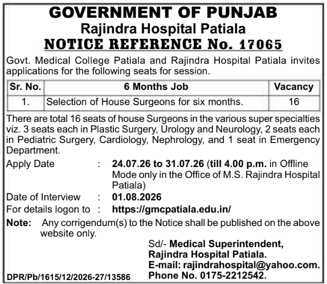 Job Opening: House Surgeons Recruitment