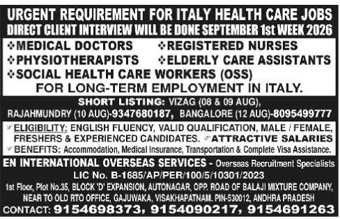 Job Opening: Italy Healthcare Staff