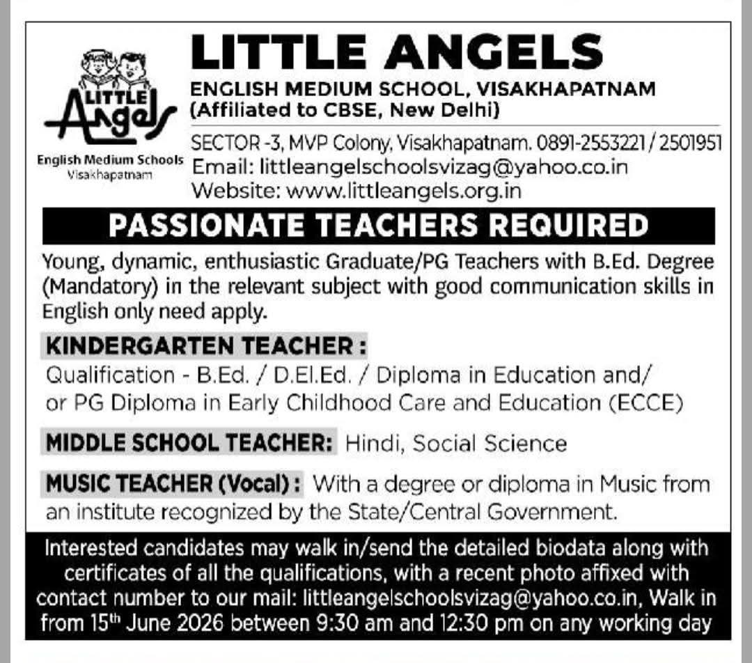 Job Opening: Kindergarten, Middle School & Music Teachers