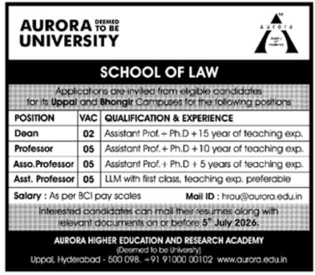 Job Opening: Law Faculty at Aurora University School of Law