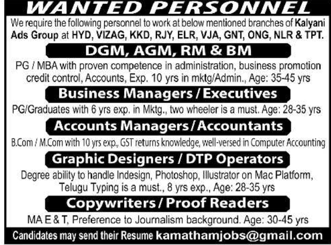 Job Opening: Management, Accounts, and Creative Roles