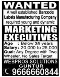 Job Opening: Marketing Executives at Webpros Solutions