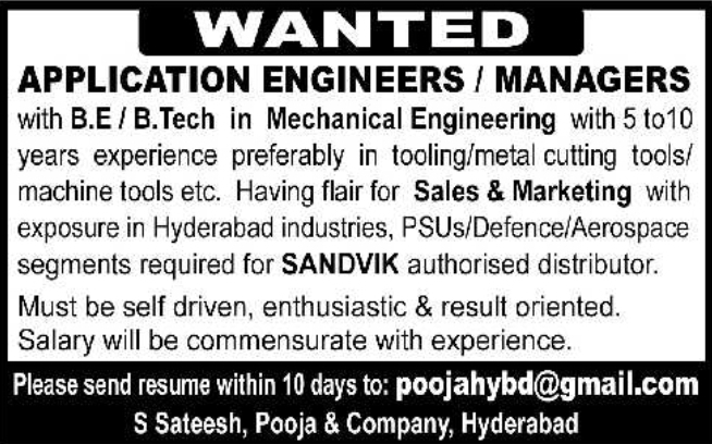 Job Opening: Mechanical Application Engineers and Managers