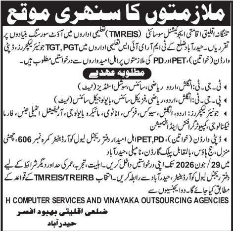Job Opening: Multiple Positions at TMREIS Hyderabad