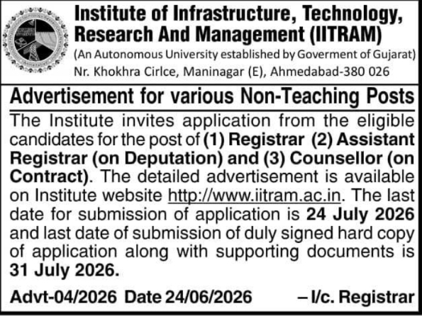 Job Opening: Non-Teaching at IITRAM