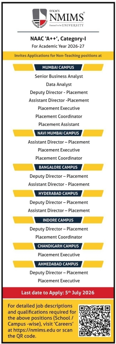 Job Opening: Non-Teaching at SVKM's NMIMS University