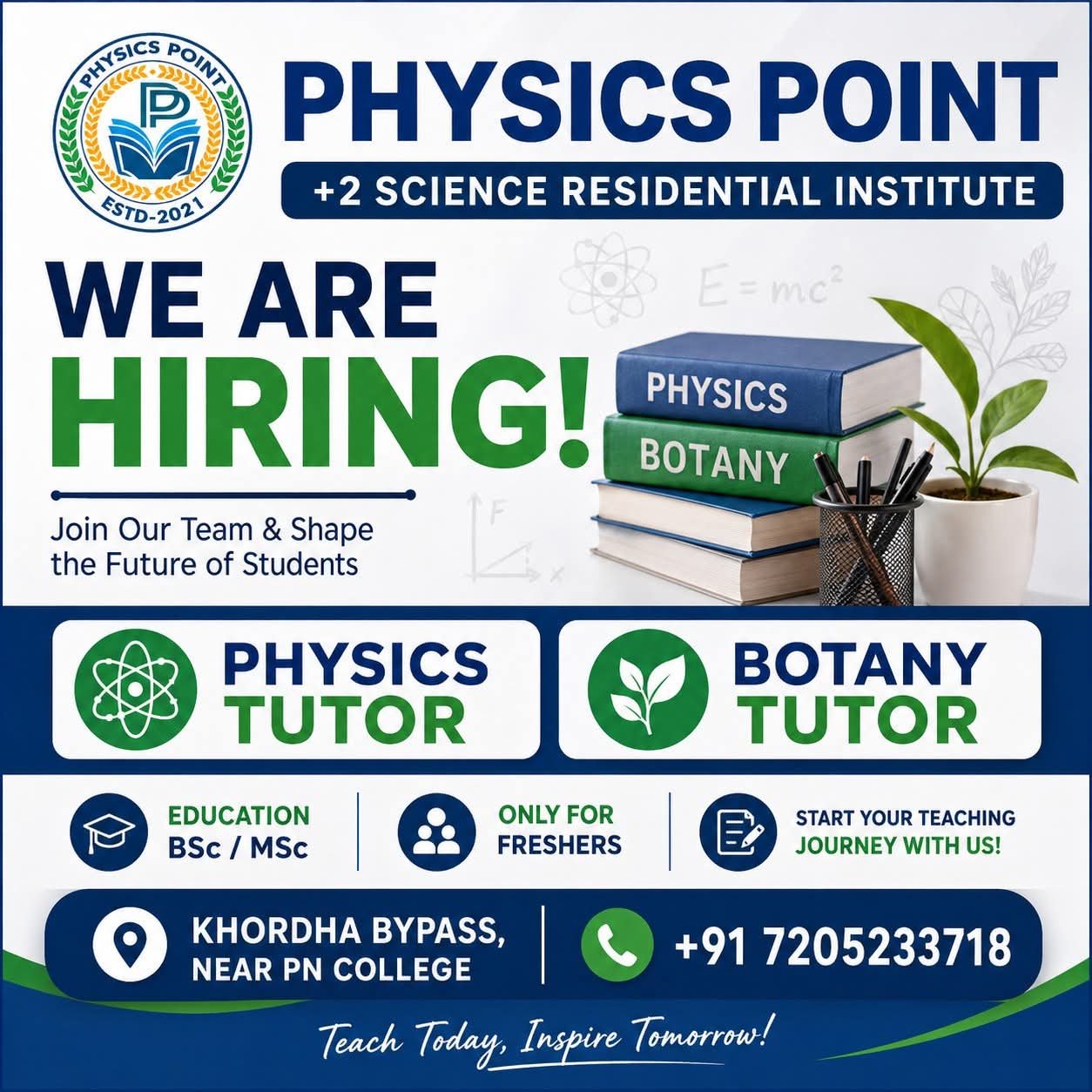 Job Opening: Physics & Botany Tutors at Physics Point