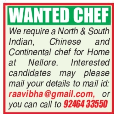 Job Opening: Private Domestic Chef