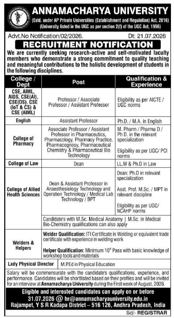 Job Opening: Professors, Deans, Welders & Various Staff