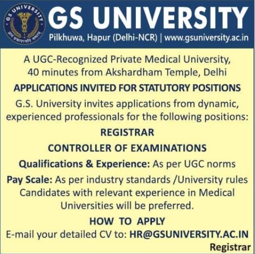 Job Opening: Registrar & Controller of Examinations