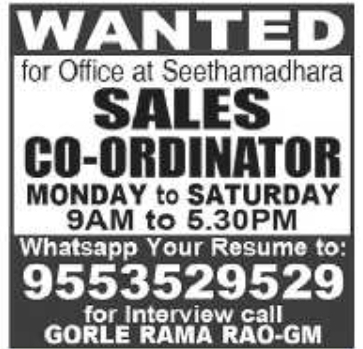 Job Opening: Sales Co-ordinator