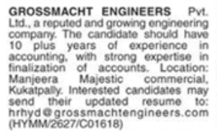 Job Opening: Senior Accountant (Kukatpally)