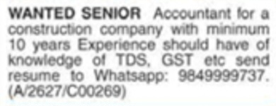 Job Opening: Senior Accountant