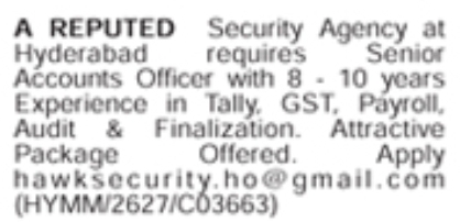Job Opening: Senior Accounts Officer