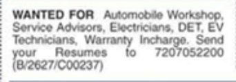 Job Opening: Service Advisors, Electricians & EV Technicians