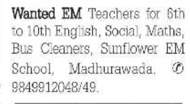 Job Opening: Teachers and Bus Cleaners