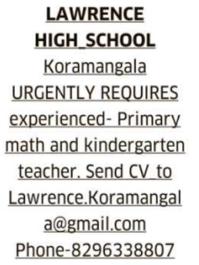 Job Opening: Teachers (Lawrence High School)