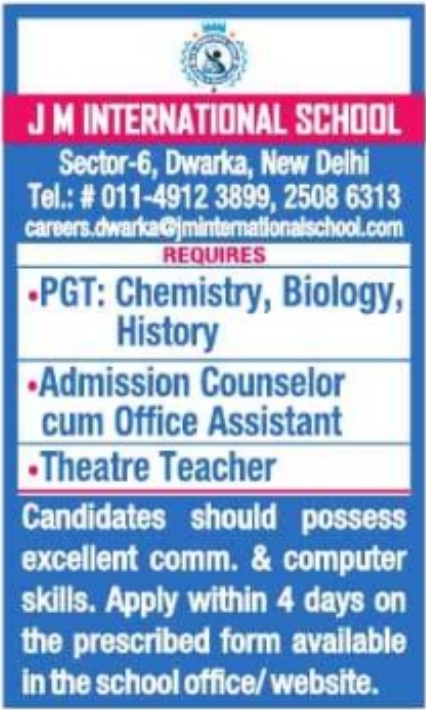 Job Opening: Teaching and Administrative Roles at J M International School