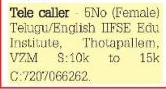 Job Opening: Tele Caller