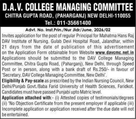 Job Openings: Regular Principal Role