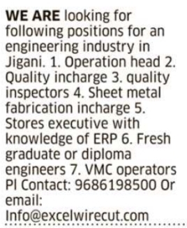 Job Opportunities: Engineering Industry Openings, Jigani