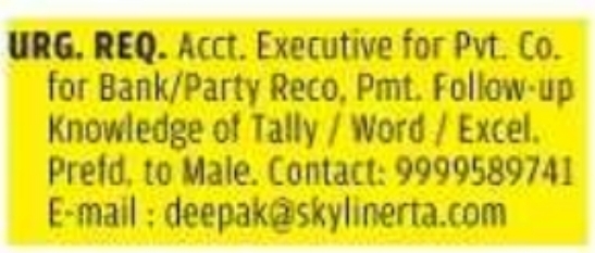 Job Opportunity: Accounts Executive