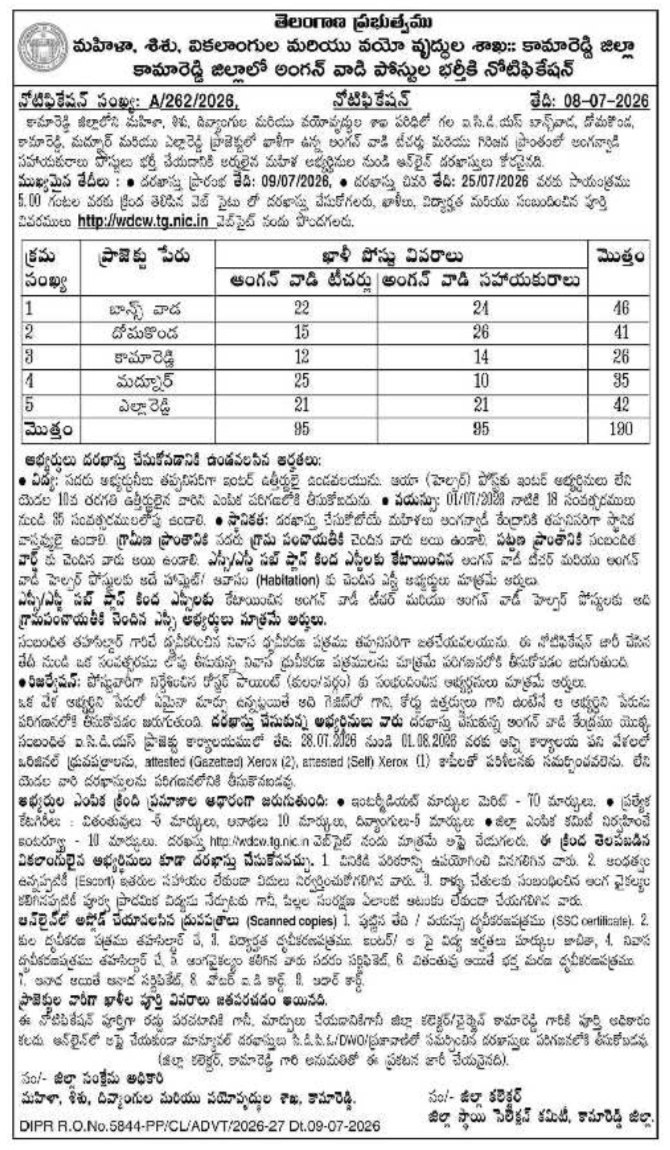 Job Opportunity: Anganwadi Teachers and Helpers