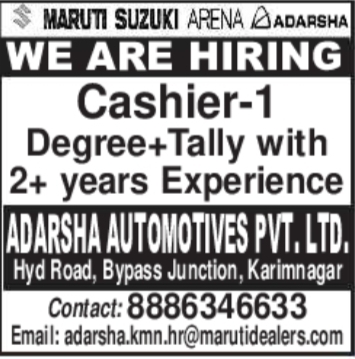 Job Opportunity: Cashier Recruitment at Adarsha Automotives
