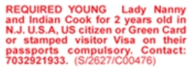 Job Opportunity: Child Care and Cooking