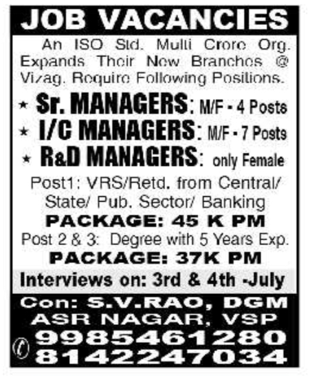 Job Opportunity: Corporate Branch Managers
